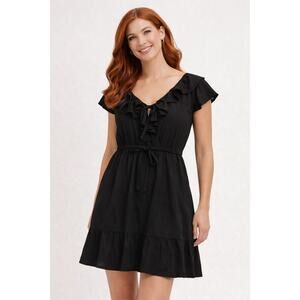 NWT  Old Navy Black Ruffle Mini Dress Small Flutter Sleeve - Size S